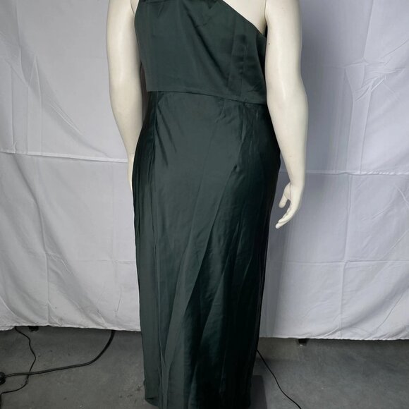 BHLDN Women’s Dylan One-Shoulder Stretch Satin Maxi Dress Emerald Green Size 20W - Picture 9 of 12